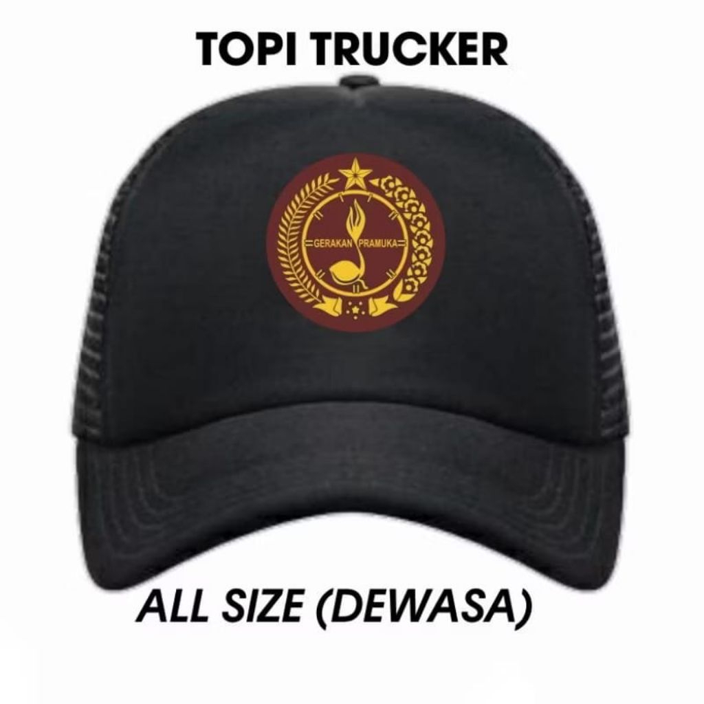Topi Trucker Pramuka Indonesia Hitam All Size // TOPI TRUCKER PRAMUKA INDONESIA GERAKAN PRAMUKA BISA