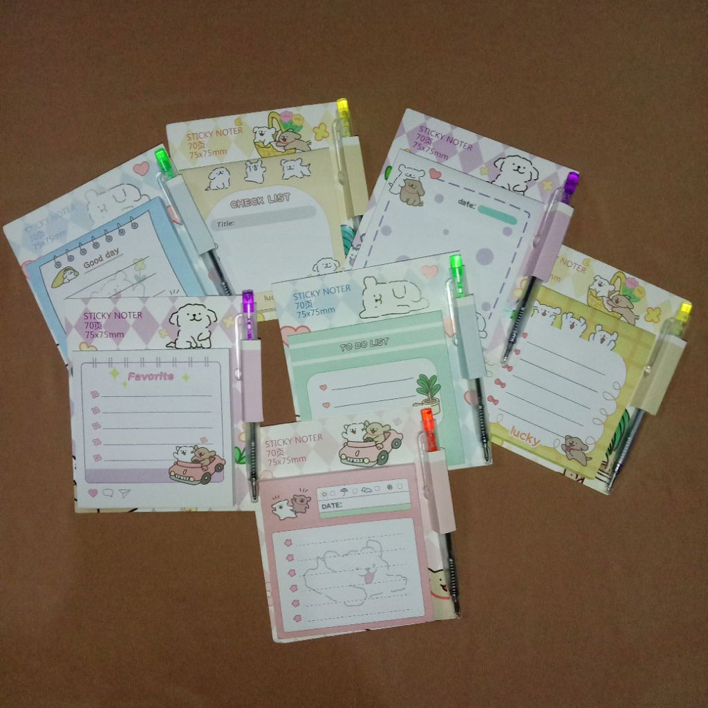 

(Isi 70 lembar) Sticky Note Lucu Karakter ukuran 75mmx75mm + Pulpen Mini | Memo Note Imut 75mmx75mm | Sticky Noter Karakter Lucu | Kertas Catatan Mini