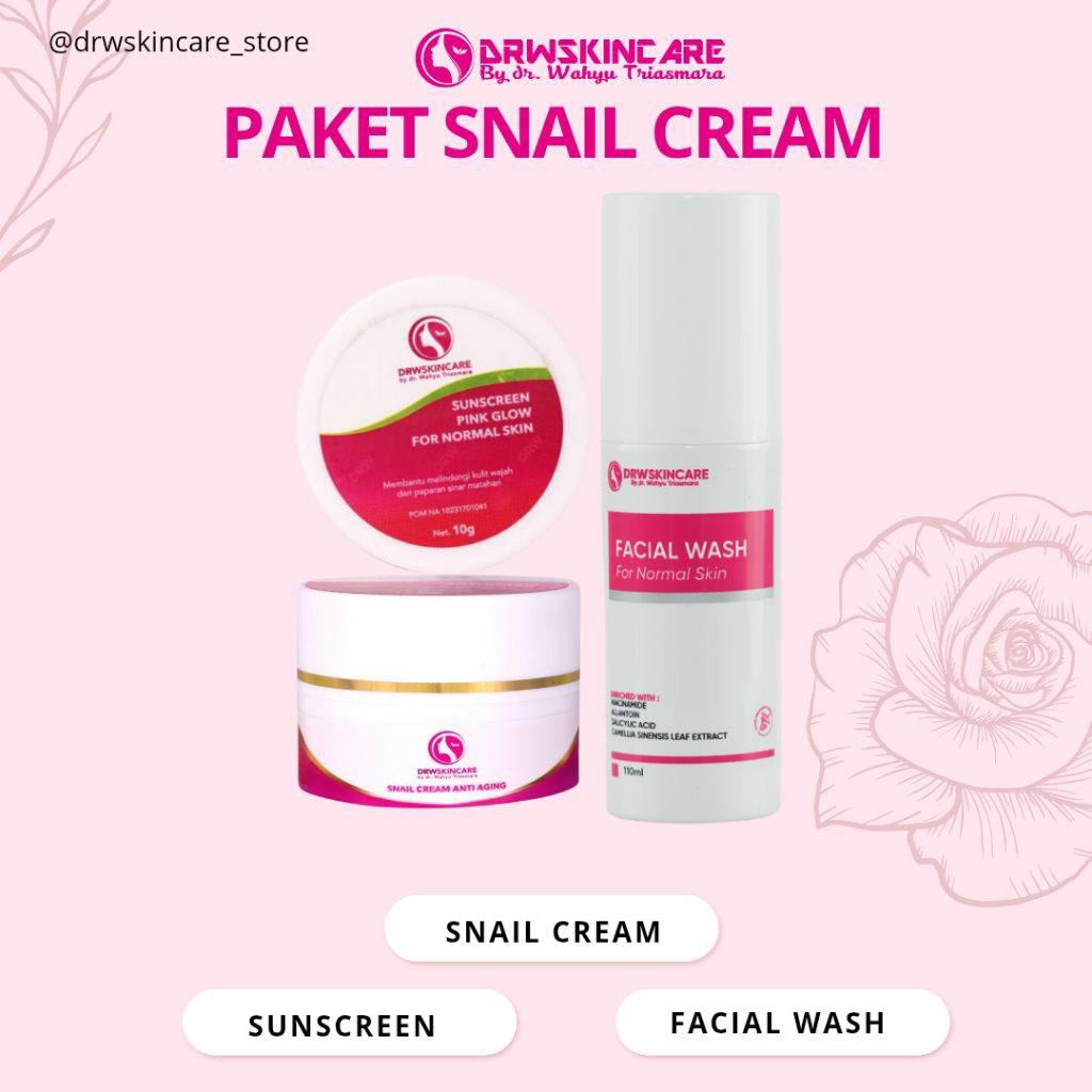 Drw Skincare - Paket Snail Cream Anti Aging / krim pencerah / pelembab / flek hitam / acne