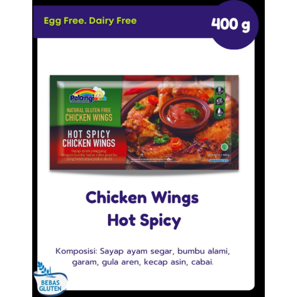 

Chicken Wings Hot Spicy Gluten Free Pelangi Family Frozen Food | Halal | No MSG | Tanpa Gula Rafinasi | Tanpa Pengawet | Tanpa Pewarna | Tanpa Bahan Kimia | Bahan Alami | Makanan Anak | Spicy Chicken | Chicken Wings Pedas| It's Superfood | Superfood Store