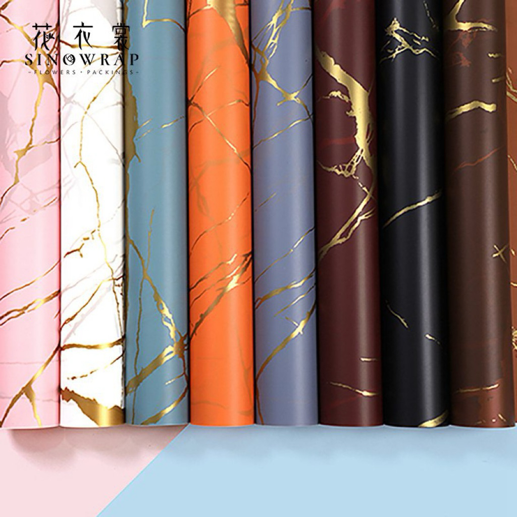 

[1 pack] P-GM / Kertas Buket Bunga / Wrapping Paper Cellophane / Gold Marble Cellophane / Kertas Bunga Buket Semi Transparan Motif Mable Marmer Emas/ Flower Paper Craft / Kertas Celopen / Plastik Bunga