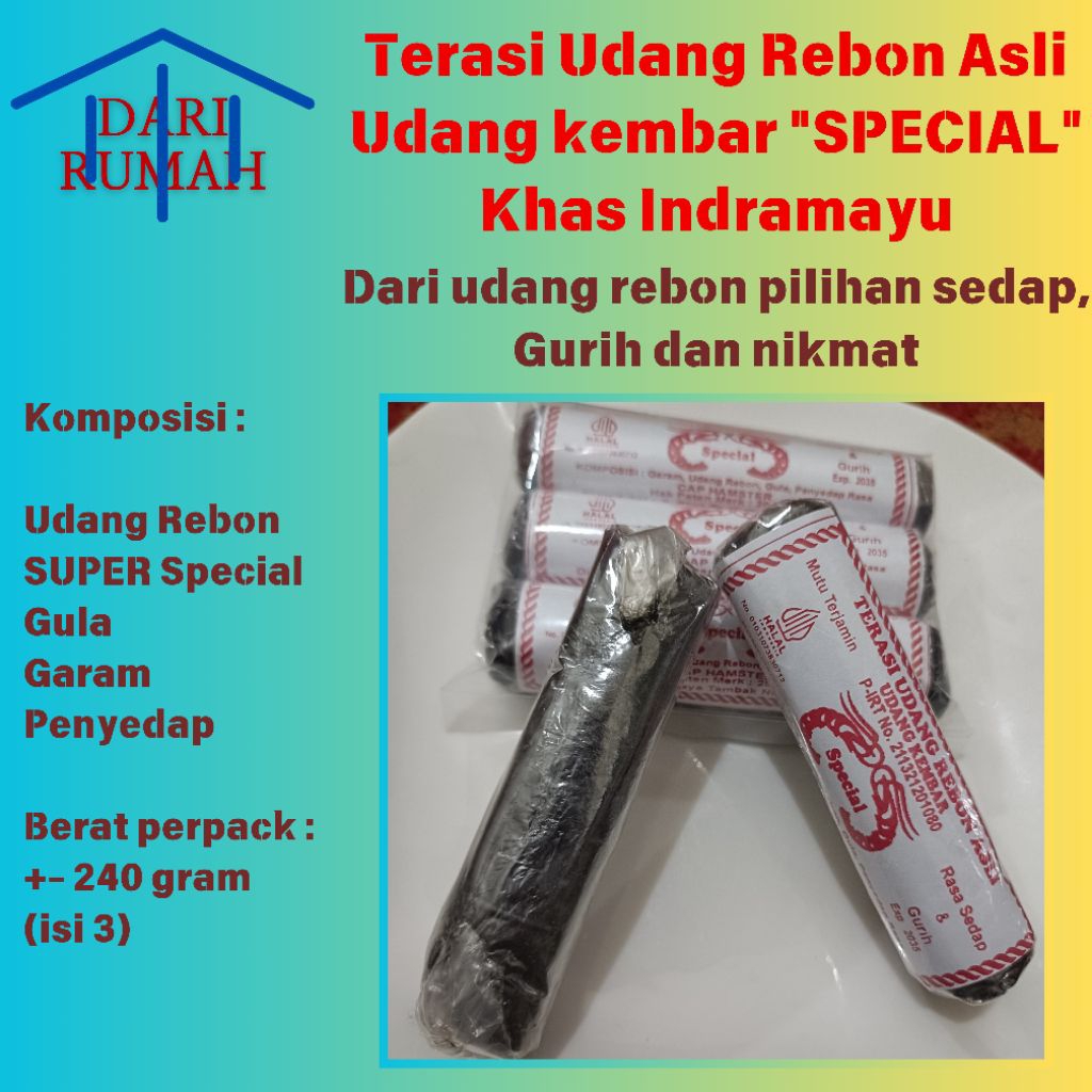 

Terasi udang rebon asli special 240 gr lebih sedap terbaik