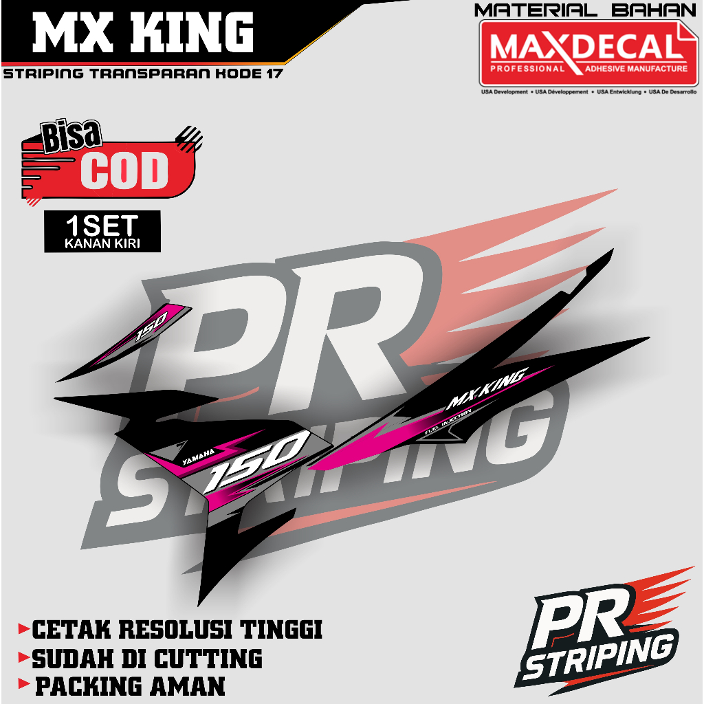 STRIPING MX KING 150 VARIASI STRIPING MX KING TRANSPARAN MAXDECAL # 17