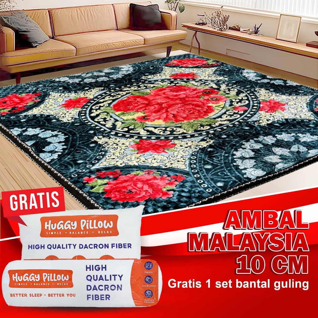 Sejagat Plastik - Ambal Malaysia Emboss ukuran 190 x 210 cm TEBAL 10 CM DUA LAYER Ambal Premium ukur