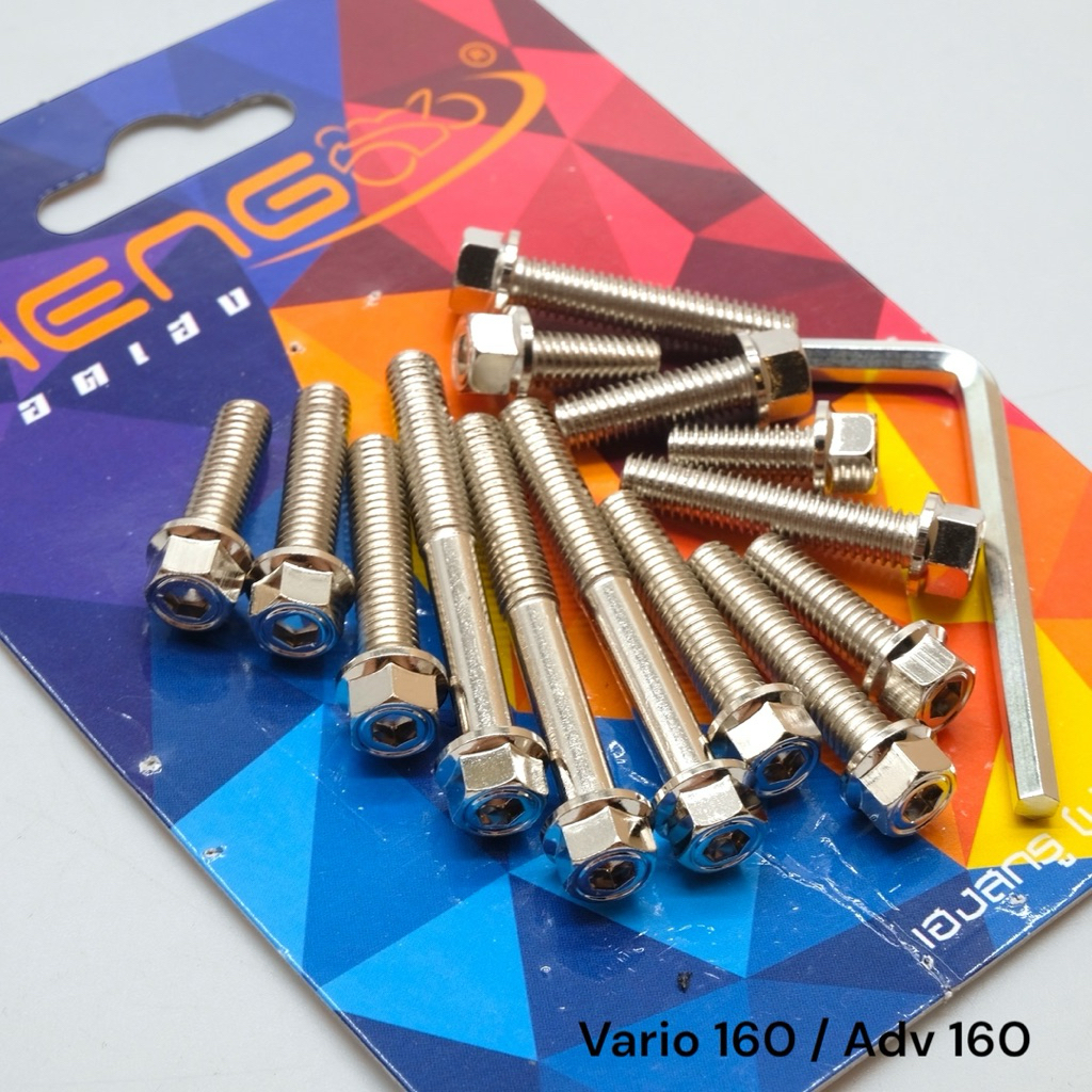 Baut CVT 2 KUNCI HEXAGON  Kiri Kanan ADV 160 PCX 160 Chrome Thailand Full Set Lengkap