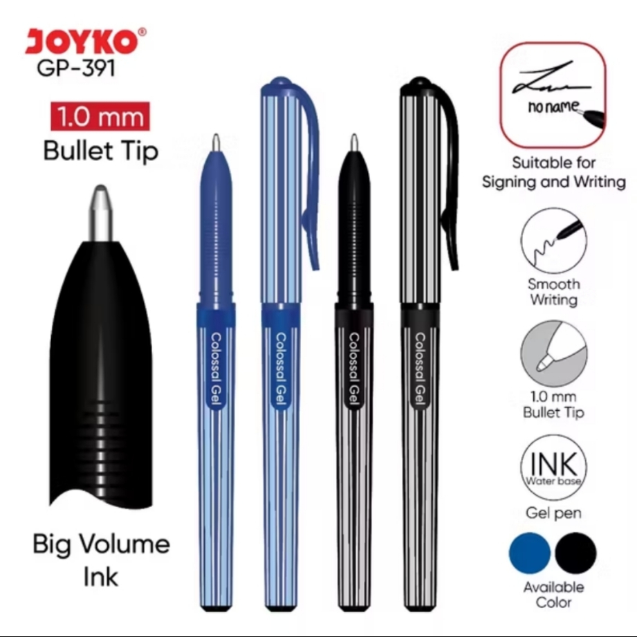 

Joyko Gel Pen 1 Pcs Pulpen Pena GP 391 Colossal Gel 1.0 mm