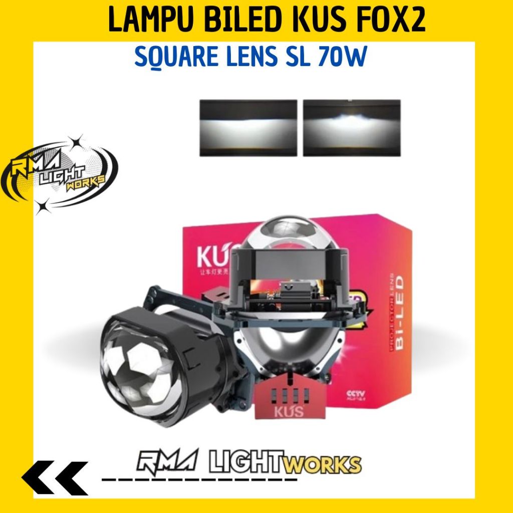 Lampu BILED KUS FOX2 HALF SQUARE LENS SL 70W Foxi 2 all new pajero fortuner