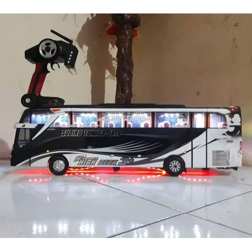 Miniatur bus stj jb5 remot control full lampu batrai cas charger