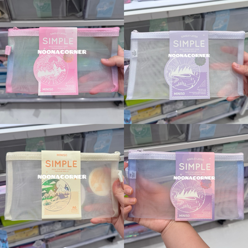 

Miniso ‼️ Mesh Single Layer Stationery Case / Kotak Pensil Jaring A6 Gradient Collections (21x12cm) Yellow / Purple / Pink Gradient / Purple Gradient