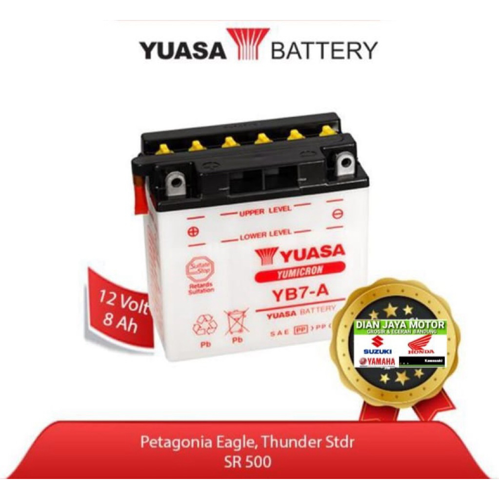 Aki Motor Basah YB7-A Original Yuasa Suzuki Thunder Tander 125 Asli 100% YB7A
