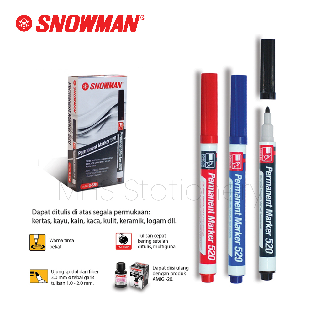

SNOWMAN G-520 Permanent Marker Spidol Permanen Kecil