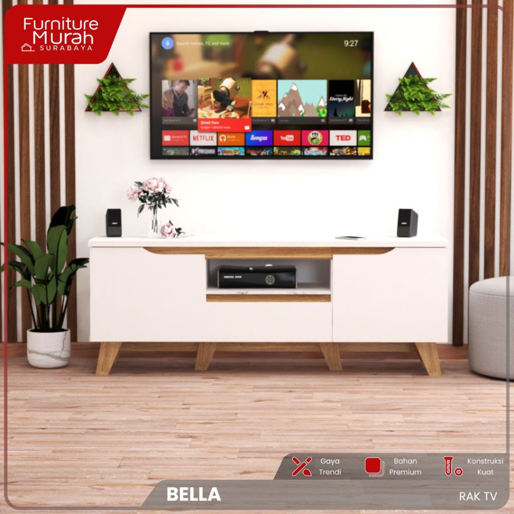 FURNITURE MURAH SURABAYA - RAK TV SERIES BELLA Rak Penyimpanan Serbaguna Rak TV Minimalis Aesthetic