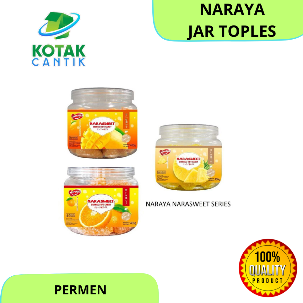 

NARAYA JAR TOPLES NARASWEET SOFT CANDY 380gr PERMEN LUNAK RASA JERUK MANGGA NANAS