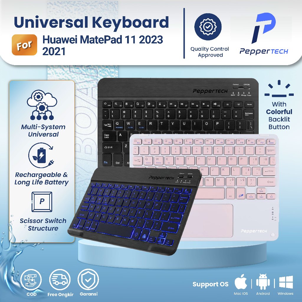 PEPPERTECH - Keyboard Bluetooth For Huawei MatePad 11 2023 2021 WiFi Wireless Bluetooth Keyboard Tou