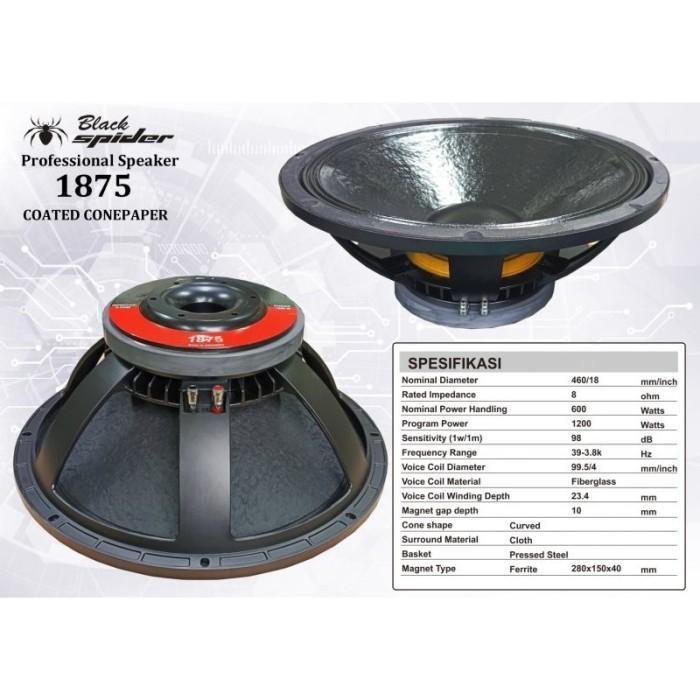 Speaker Komponen BlackSpider Type 1875 18inch 1200 Watt Original Woofer 18in
