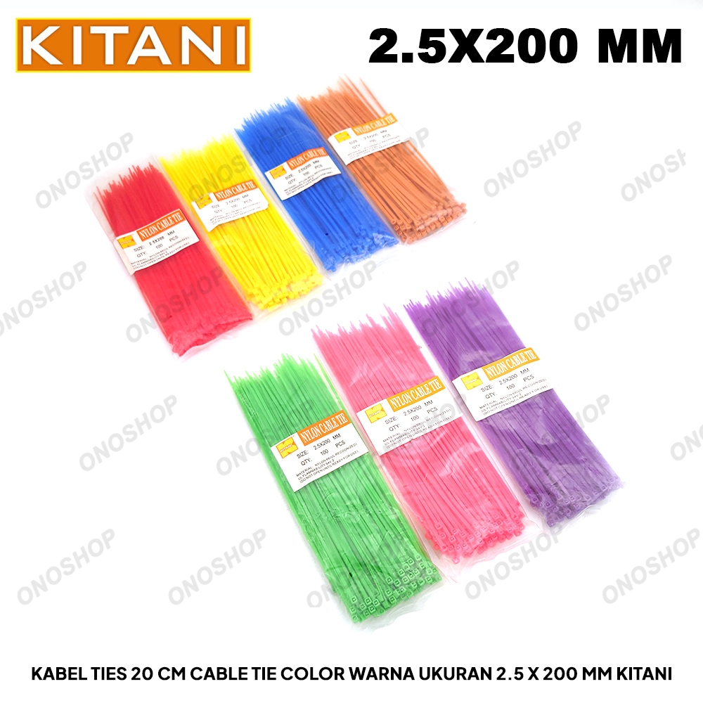 

Kabel Ties 20 cm Cable Tie Color Warna Ukuran 2.5 x 200 mm Kitani