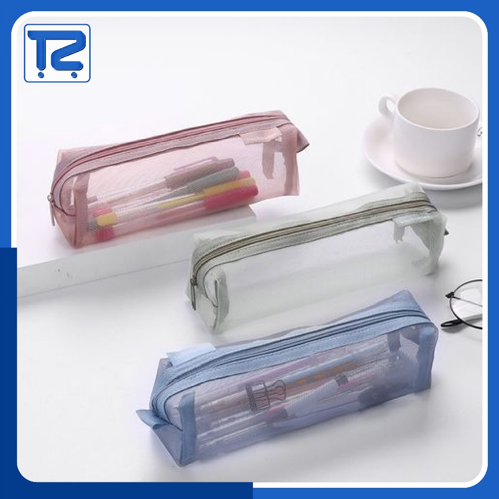 

Tempat Pensil Transparan Simple Pouch Kosmetik Jaring Polos Tempat Penyimpanan Alat Tulis ATK3010