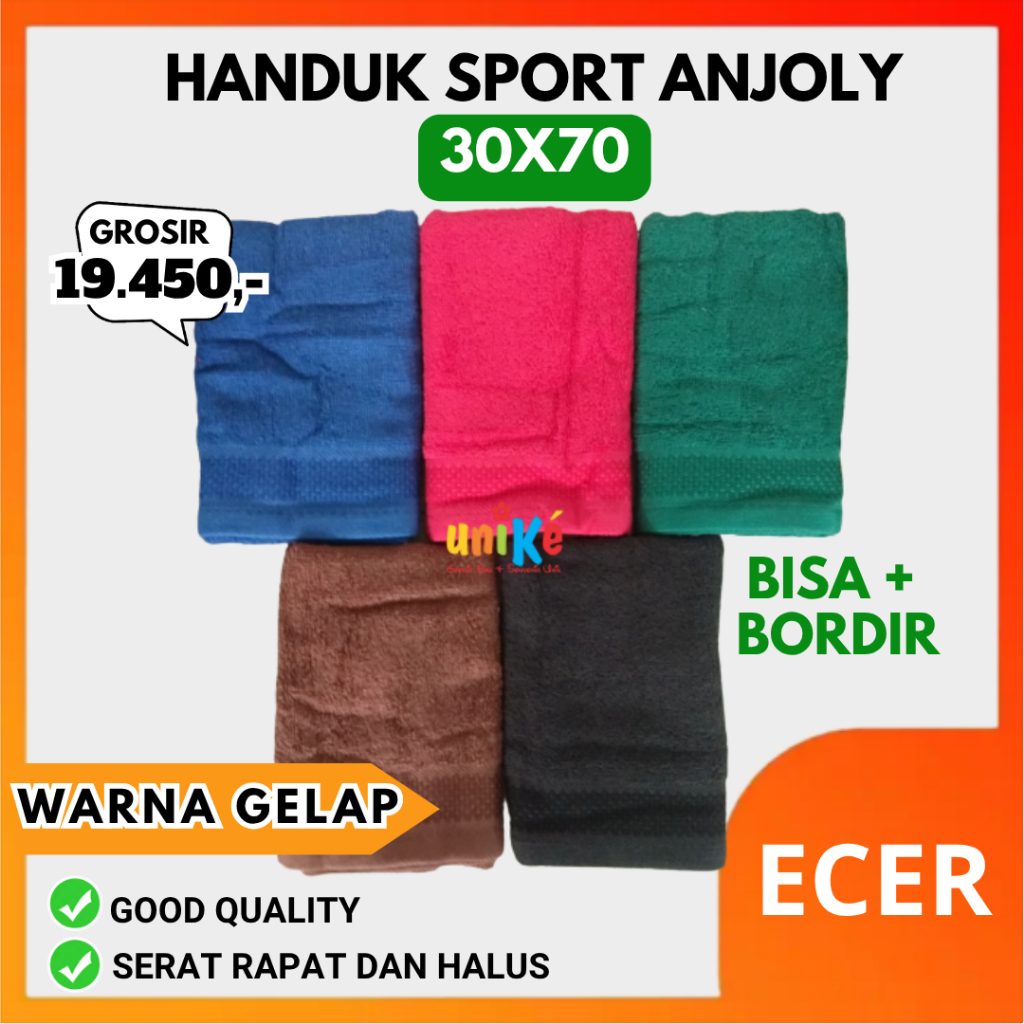 ECER Handuk Anjoly warna GELAP / TUA 30x70 Grade A Souvenir Ultah Anak Handuk Sport Handuk Mandi
