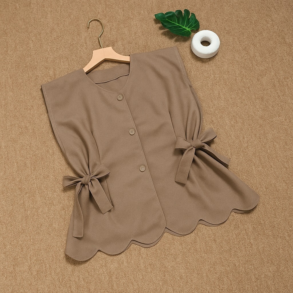 OUTER VEST KEKINIAN VEST CHERISH ROMPI WANITA SEMIWOLL TALI PINGGANG