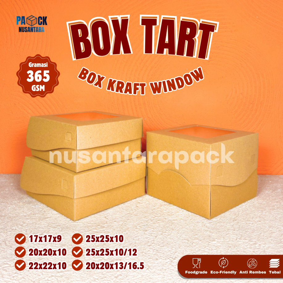 

Box Tart Window Laminasi Kotak Kraft Coklat Kemasan Kue Pudding Hampers 18 20 22 25 cm