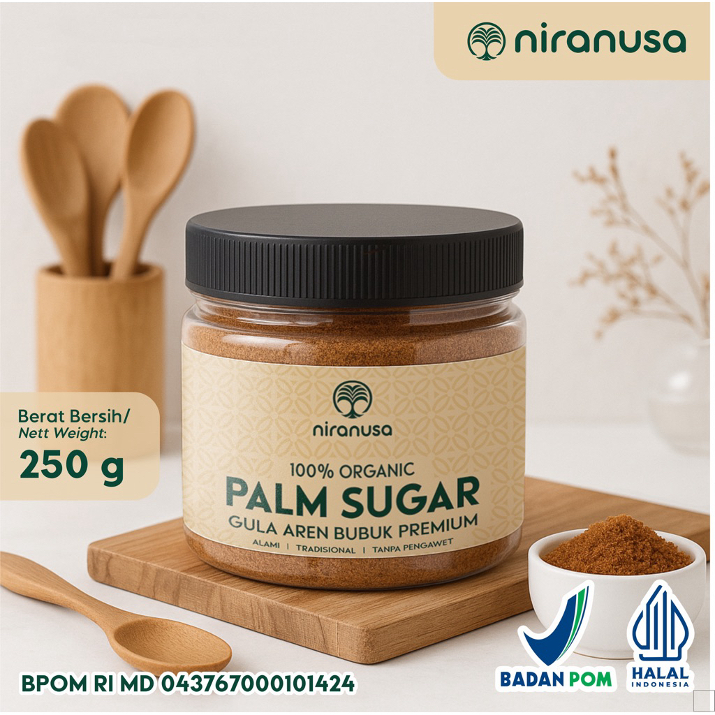 

Gula Aren Bubuk Organik 250g (BPOM) – Palm Sugar Premium • Tanpa Pengawet (TOPLES PLASTIK)