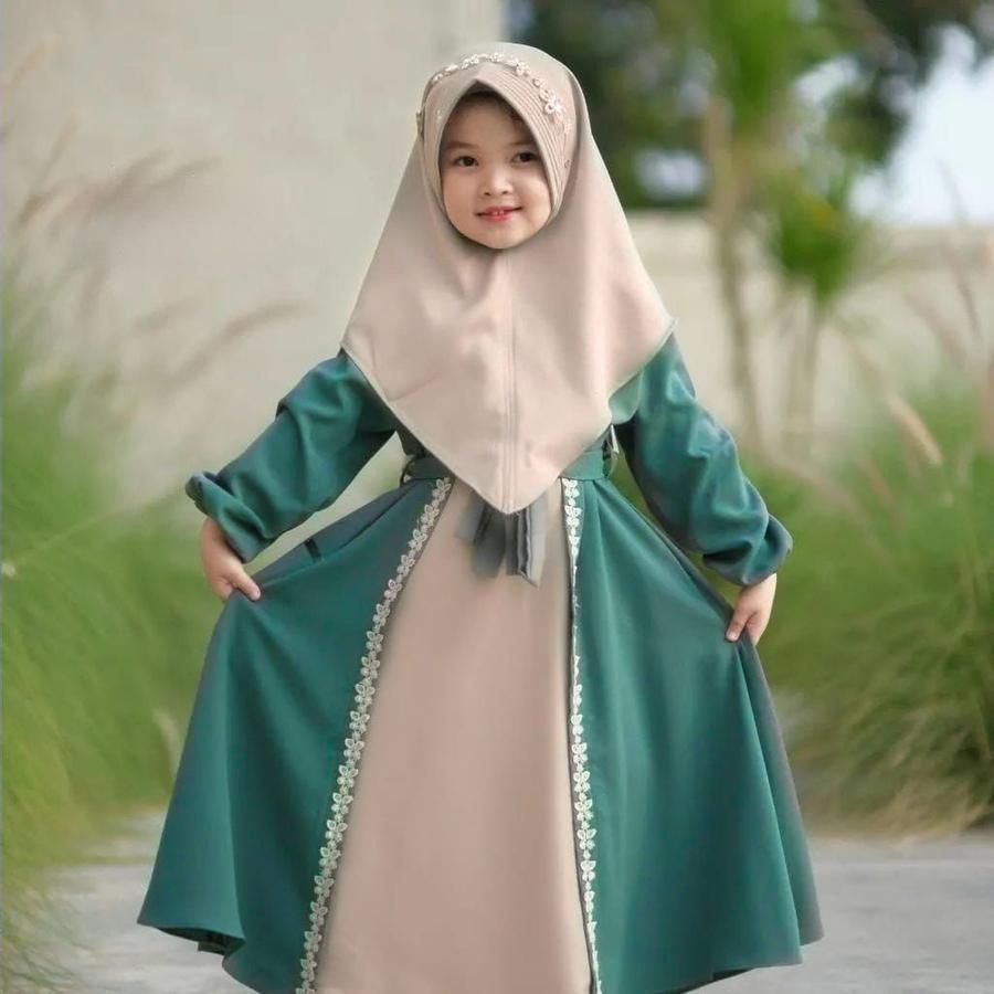 Syar'i Khimar Gamis Anak Perempuan Set Hijab Usia 1 - 6 Tahun Denada Kids Baju Kids Wanita