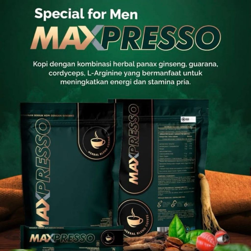 MAXPRESSO asli Original Kopi Stamina Pria Perkasa Kuat Tahan Lama Berhubungan Intim Ampuh BPOM