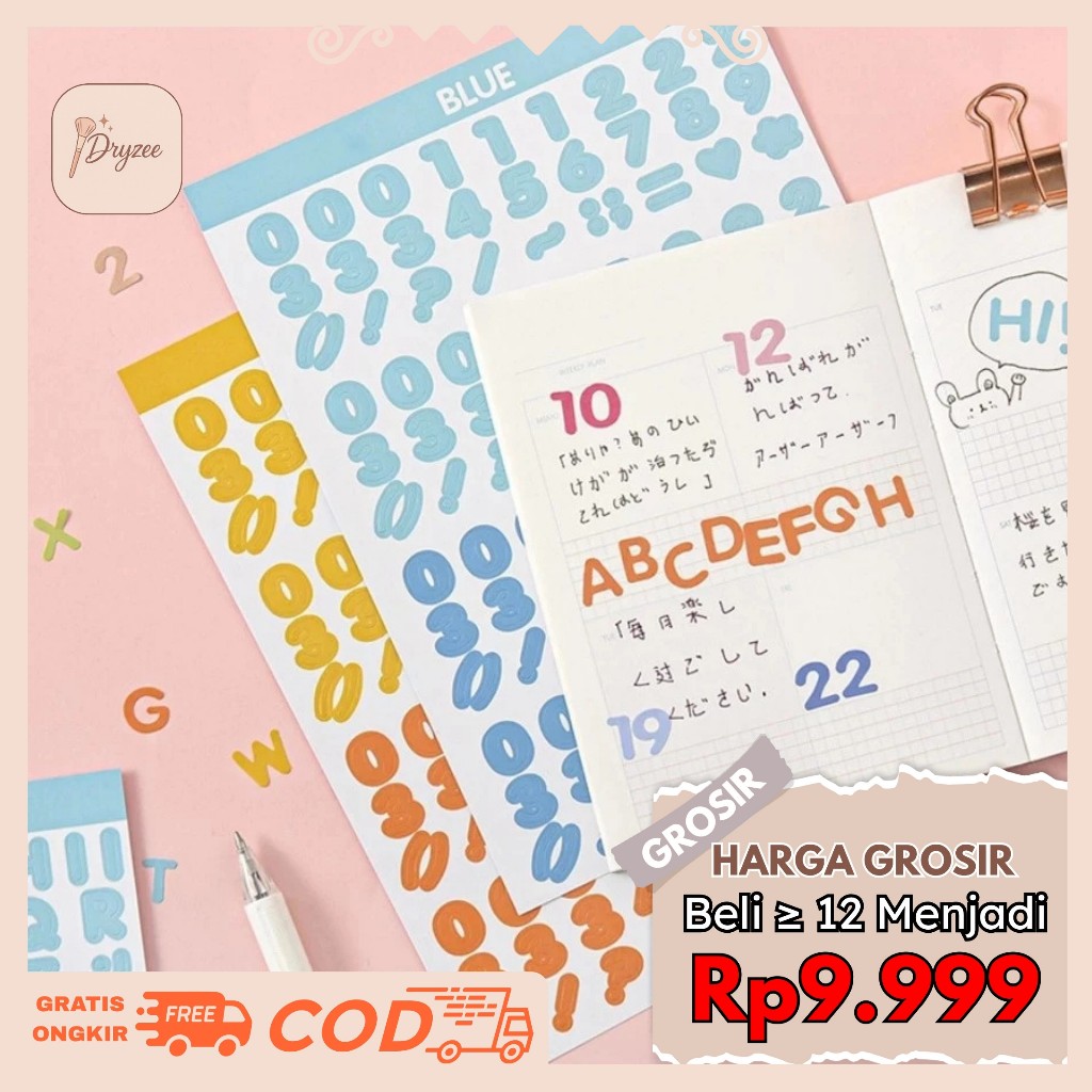 

Stiker ALPHABET dan ANGKA Aesthetic DIY Decor Buku Diary 1 Set 2 in 1 - SP09