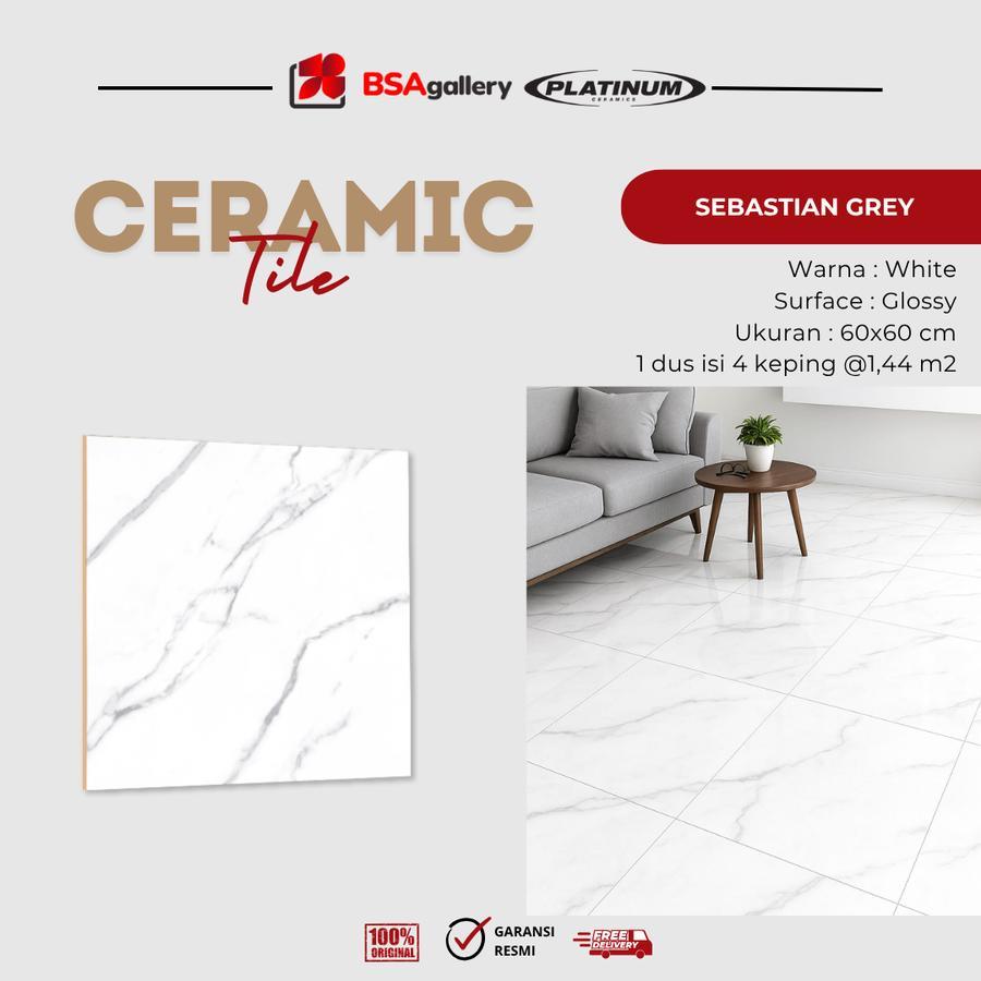 KERAMIK PLATINUM 60X60 SEBASTIAN GREY CORAK MARMER PUTIH MURAH
