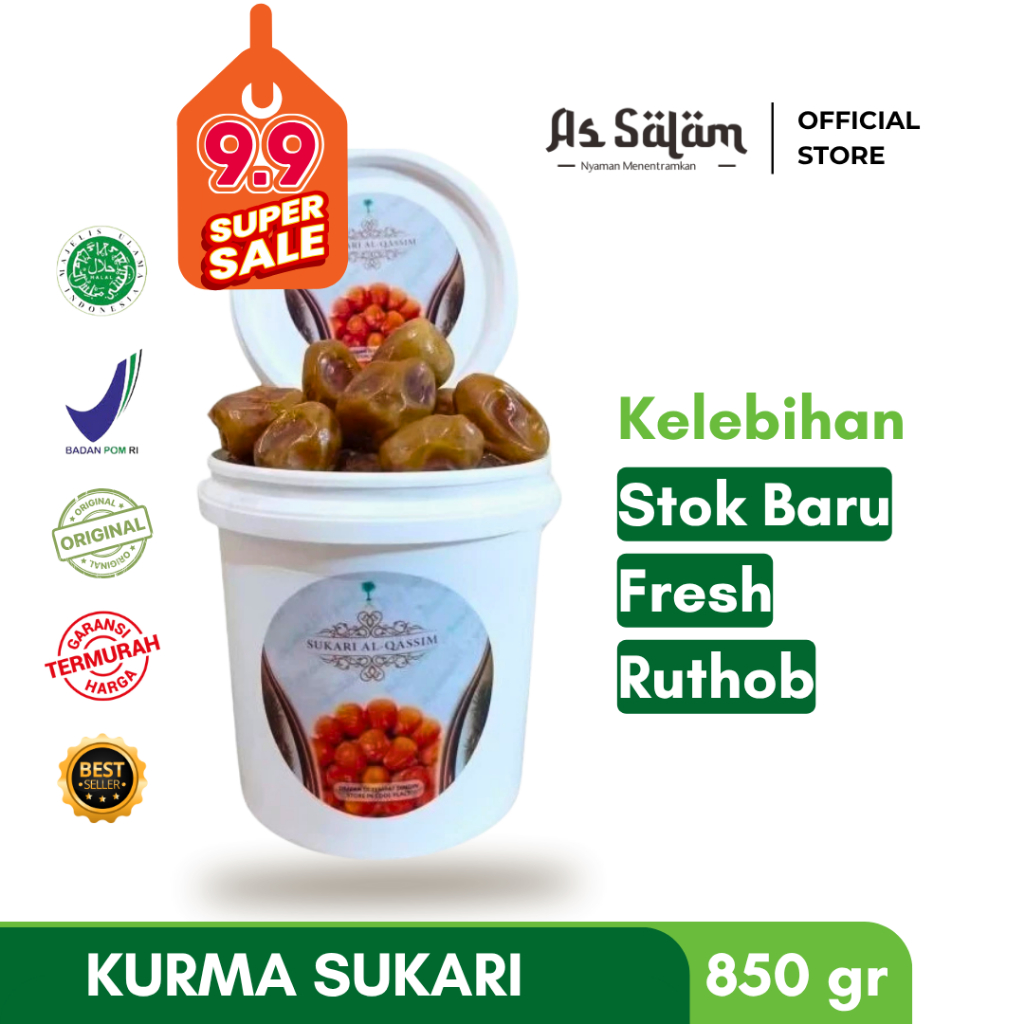 

9.9 SUPER SALE ! - Kurma Sukari Al Qassim Ruthob Kurma Basah Manis Kemasan Ember