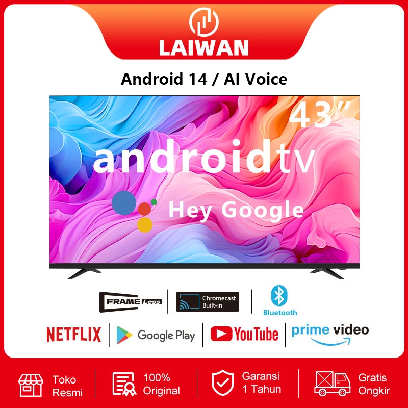 NEW [LAIWAN]Frameless Smart TV Android 43 Inch 50 Inch smart tv 4K with AI