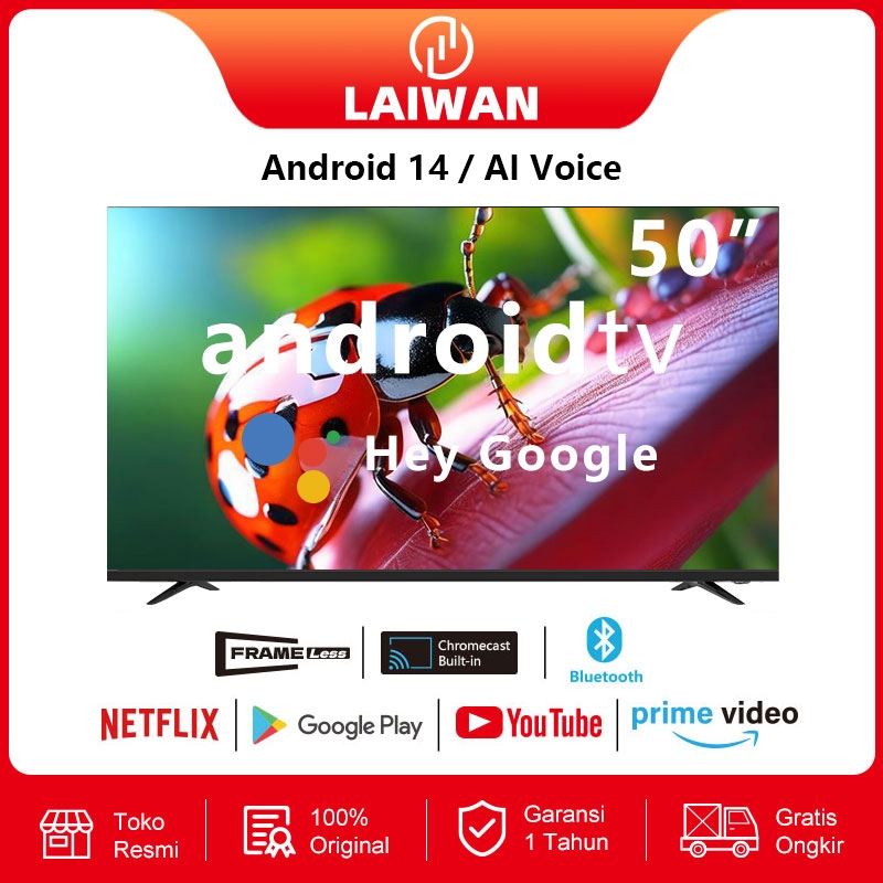 [LAIWAN] Frameless Smart TV  LED Android 50 Inch TV 4k televisi Led TV 32 inch 43 inch