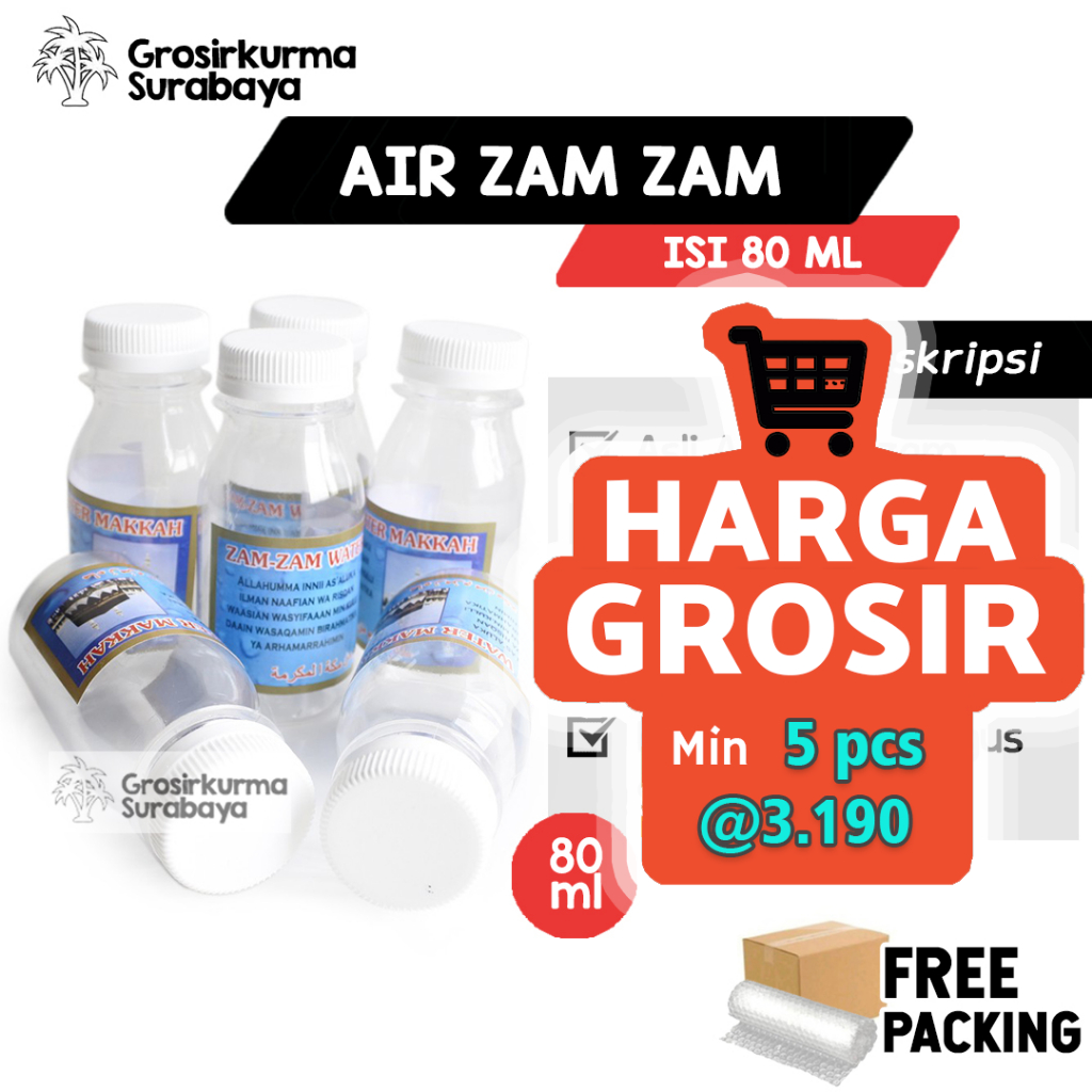 

HARGA GROSIR Min. 5pcs Air Zam zam 80ml Asli Original Arab Saudi Untuk Oleh oleh Haji Umroh