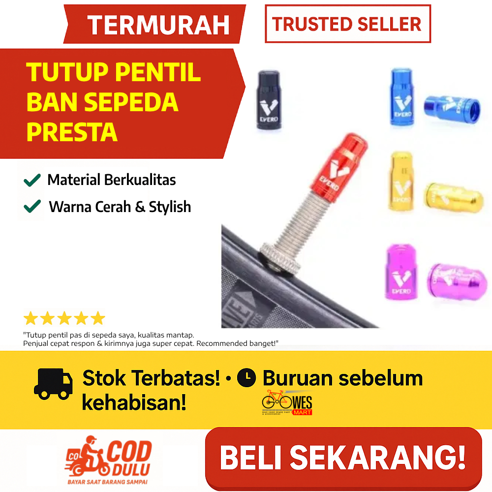 Tutup Pentil Ban Sepeda Presta – Aluminium Alloy Anti Karat Warna Menarik