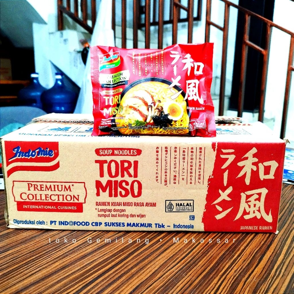 

Indomie kuah tori miso 1 karton isi 20@86g, ramen kuah miso rasa ayam