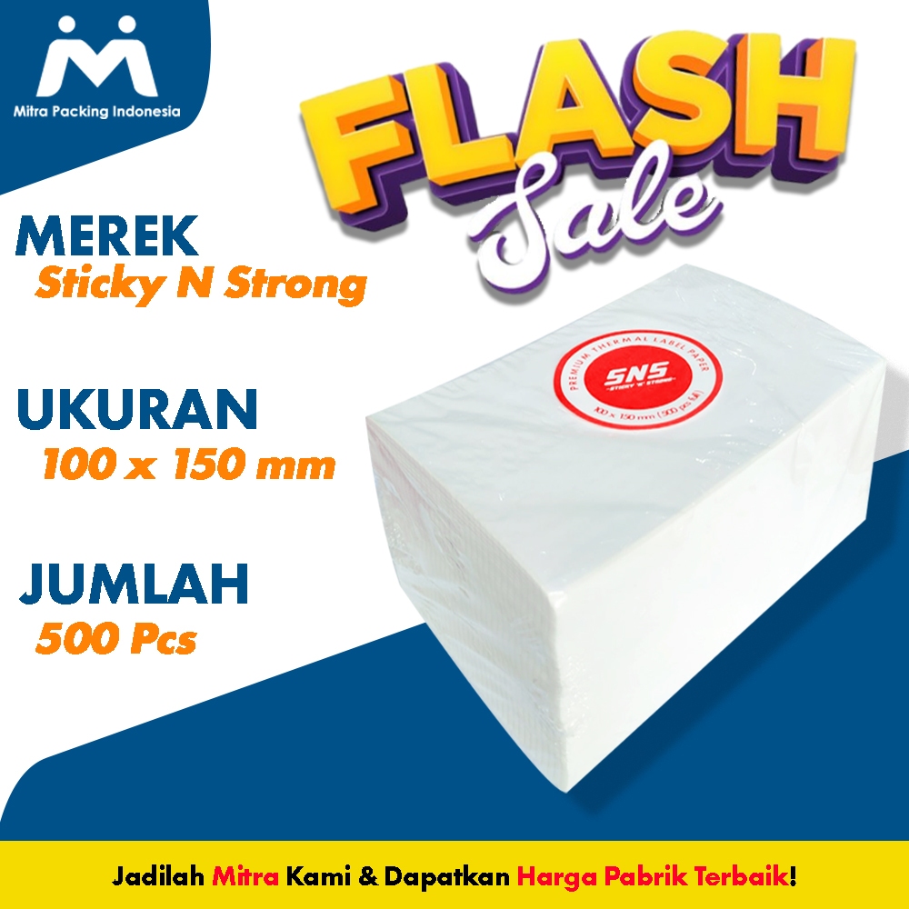 

Label Thermal / Kertas Thermal / Sticker Thermal 100x150mm A6 500 Lembar Mitra Packing Indonesia