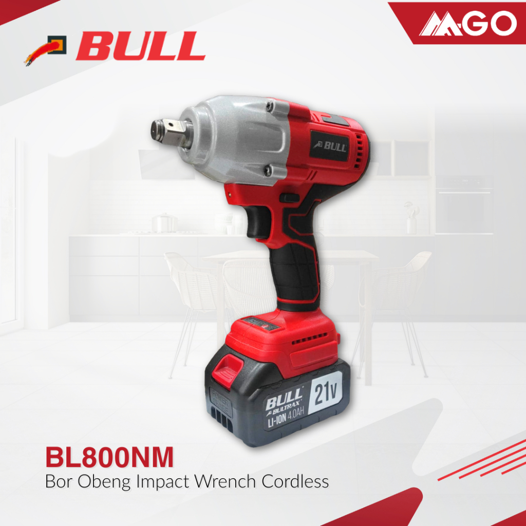 Bull Cordless Impact Wrench / Pembuka Baut Baterai BL 800 NM 21V