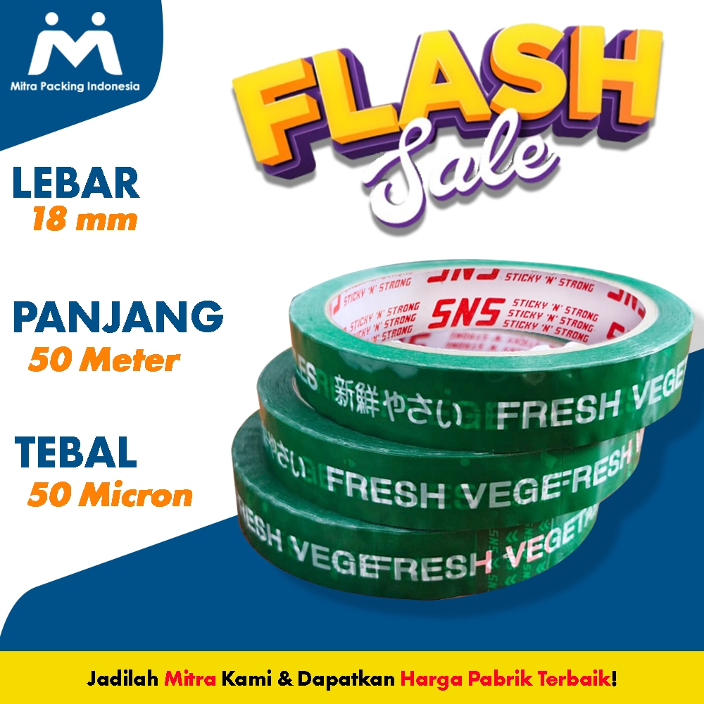 

Isolasi Sayur Fresh Vegetables 18mm x 50 Meter x 50 Mikron - Mitra Packing Indonesia