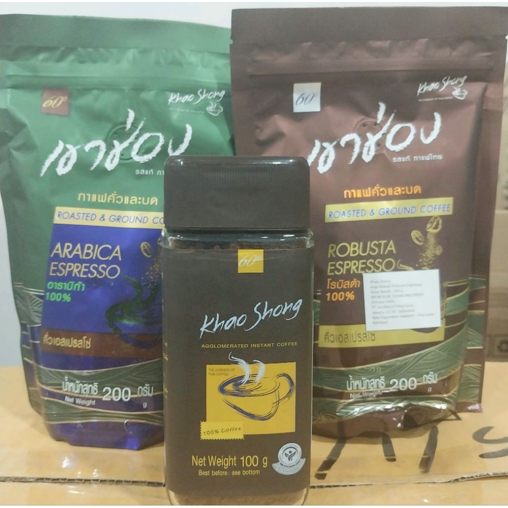 

Roasted and Ground Coffe / kopi Bubuk hitam import Thailand Khao Shong