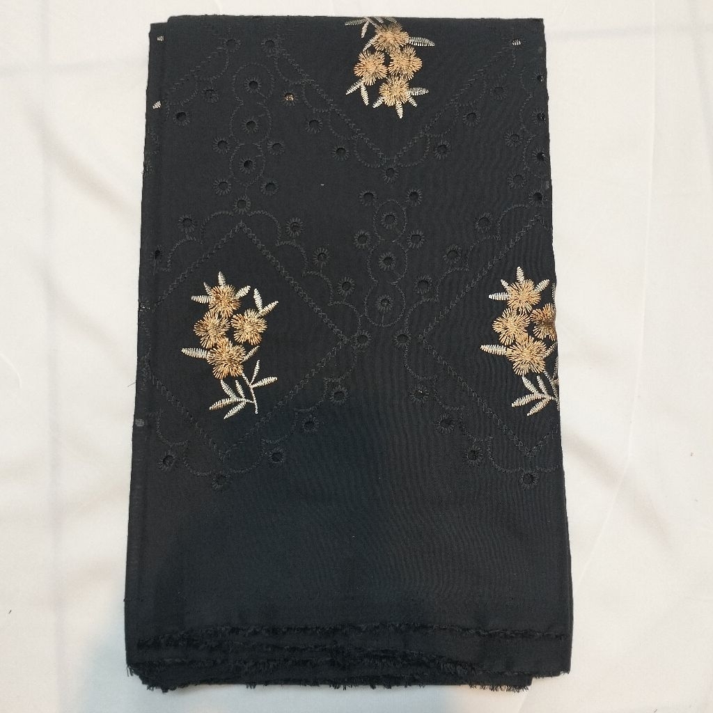 bahan kain katun bordir bolong premium terbaru/kain katun bordir motif antik import