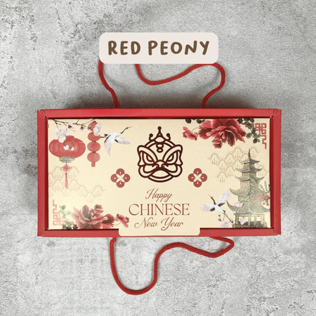 

Box Kotak Kue Imlek Ukuran Box 22 x 11 x 6.5 cm Versi Red Peony Laminasi Luar Hampers / Souvenir Imlex