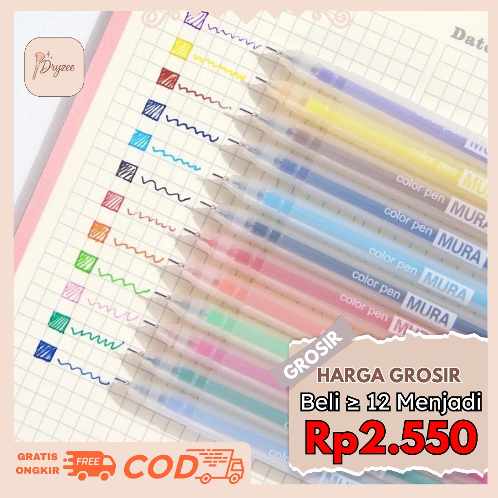 

Pulpen Pena Warna Warni Aesthetic Gel Pen 0.5mm - AT20