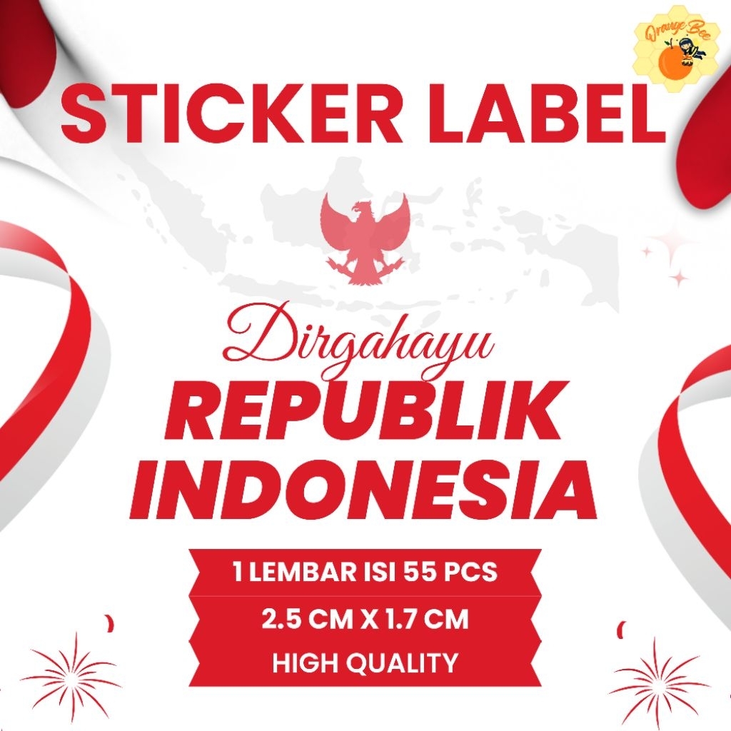 

55pcs Sticker Label Dirgahayu Kemerdekaan Indonesia / Sticker Custom Stiker Custom / Stiker Anti Air Waterproof / Stiker Wajah / Stiker Label
