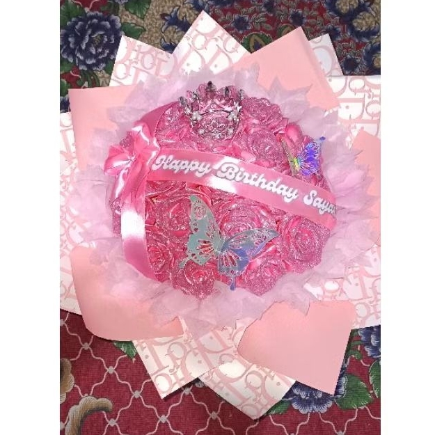 BUKET PITA SATIN SIZE JUMBO + GLITER / BUKET BUNGA SATIN