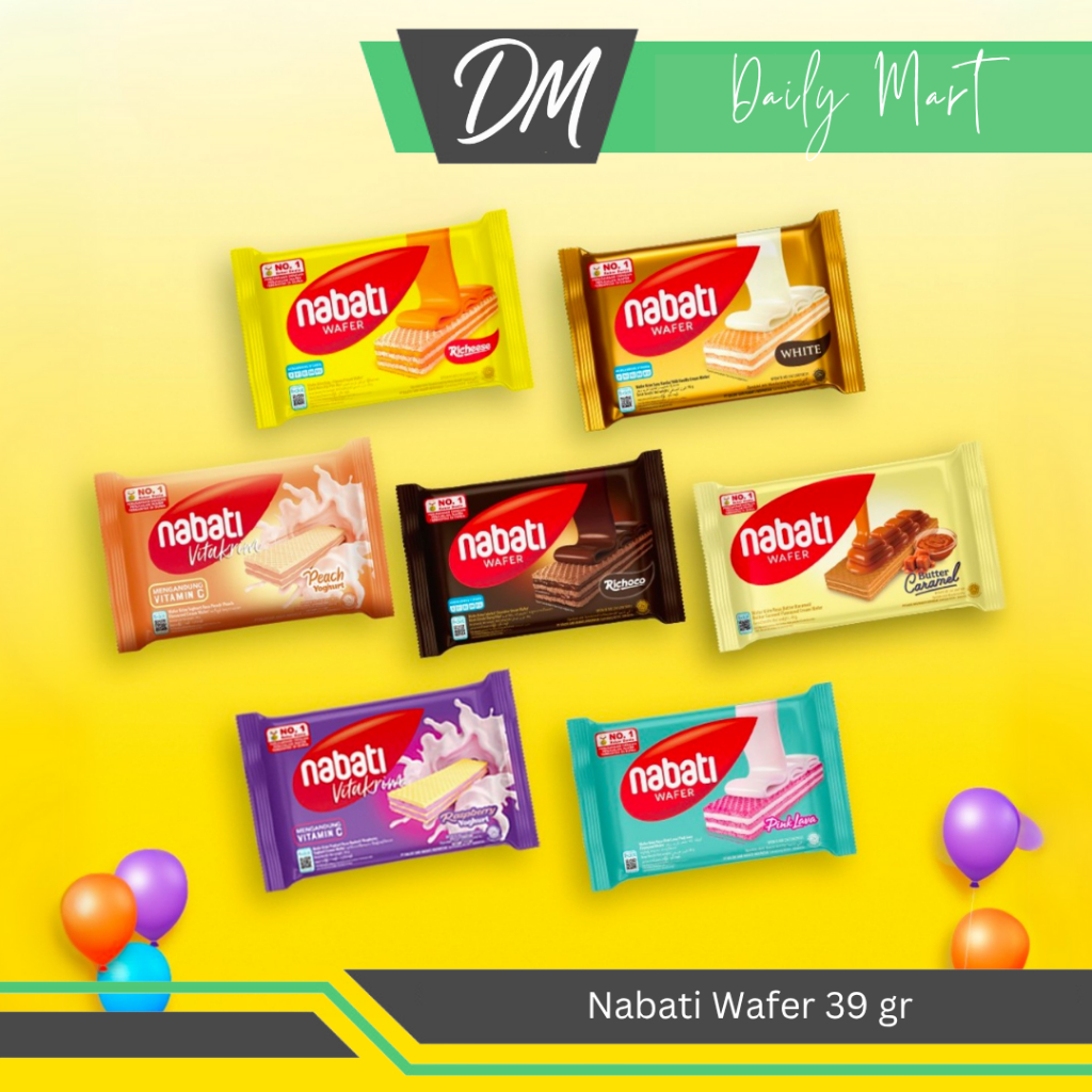 

NABATI Wafer 39gr 2000an All Varian Keju/Coklat/Pink Lava/Cocopandan/Korean Goguma - Cemilan Richeese Enak Murah Original Bergizi