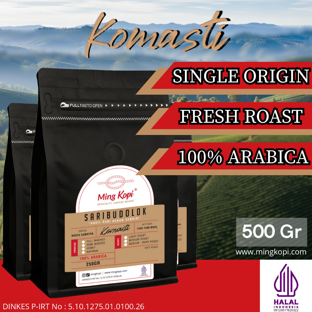 

Kopi Arabica Komasti 500 gr - Biji Kopi Bubuk Arabika Specialty Coffee Beans MingKopi