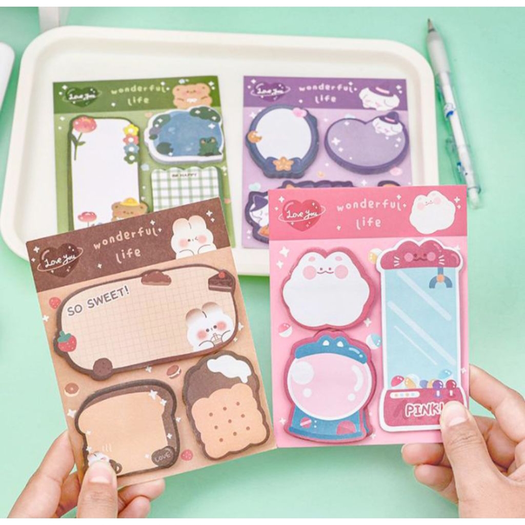 

STICKY NOTES 3 in 1 LUCU MEMO TEMPEL MINI PEMBATAS BUKU
