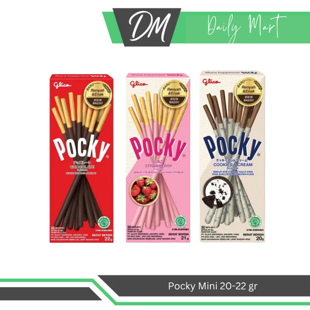 

Pocky Mini 20-22gr All Varian Chocolate/Strawberry/Cookies and Cream - Snack Glico Enak Murah Original Bergizi