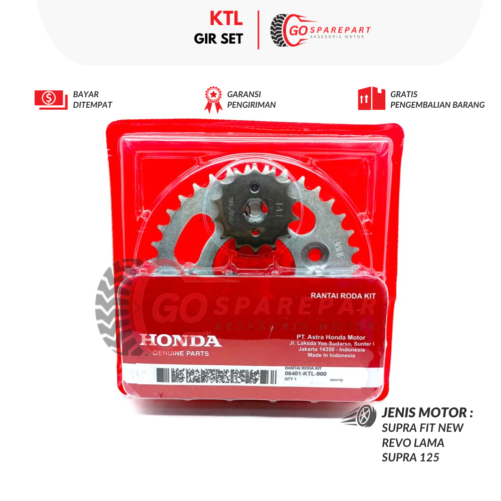 KTL GIR SET MOTOR HONDA SUPRA FIT NEW / GEAR SET MOTOR REVO / PAKET GIR RANTAI SUPRA X 125 / RANTAI 