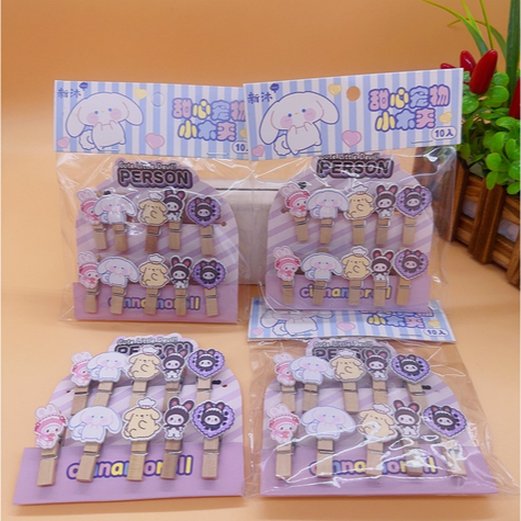 Penjepit Foto Kayu Wooden Clip Photo Set Karakter Kartun Jepit Kayu Penjepit Kertas Foto 10 pcs